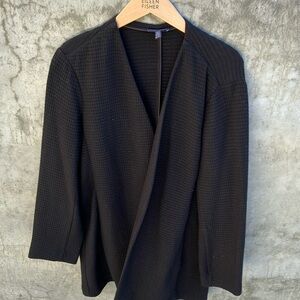 Eileen Fisher Open Front Black Long Jacket size XL